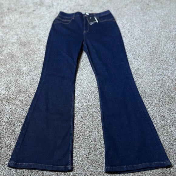 NEW Lola Denim-Alice Flare High-Rise Dark Blue Stretch Premium Denim Jeans 32 - Picture 8 of 14